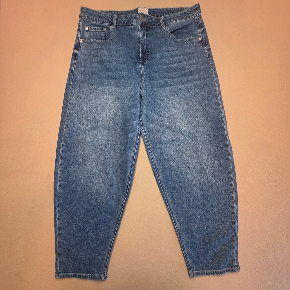 ELOQUII The Barrel Jean High-Rise Comfort Stretch Blue Jeans Sz 16